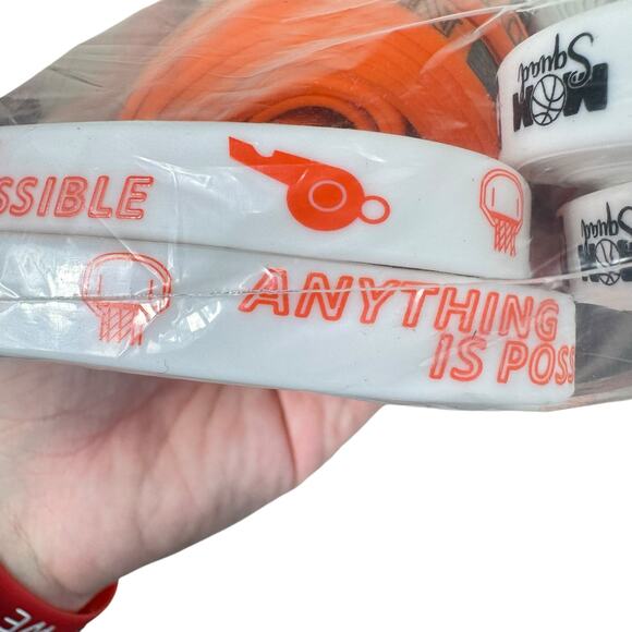 New In Box Basketball Silicone Bracelets Orange Mesh Bags Gift Tags 360 Pieces - Picture 10 of 13